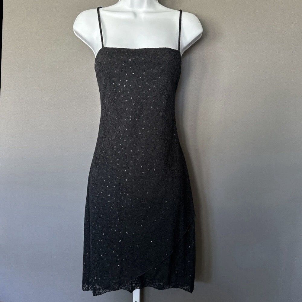 Y2K Taboo Dress Size L Black Mesh Lace Floral Embellished Witchy Charmed Buffy